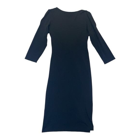 Sundance Unmistakable Beauty Mock Wrap Dress Modal Knit Black LBD Women’s Small - Picture 5 of 8